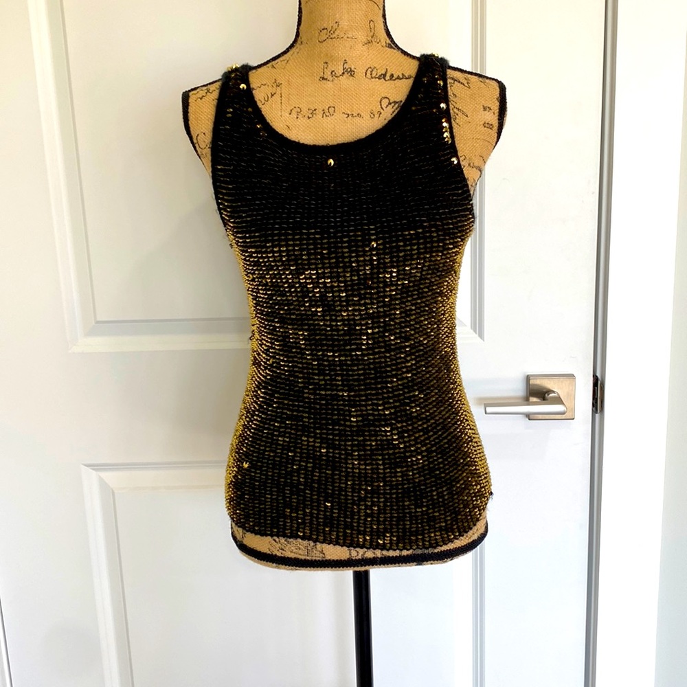 Gold sequin sleeveless sweater